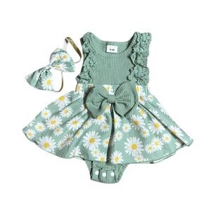 Baby Girl Floral Dress Set Size 0-3 Months